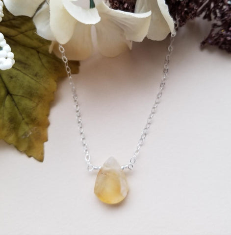 raw citrine crystal, happiness stone, Citrine necklace