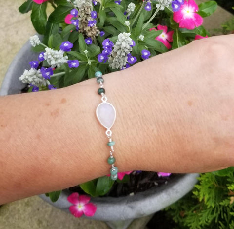 Emerald Rosary Chain and Moonstone Bracelet