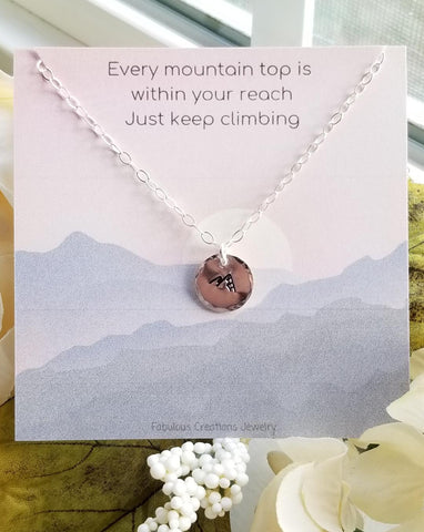 Mountains Charm Necklace, Dainty Disc Necklace