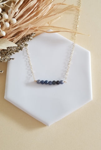 Sapphire Bar Necklace, Gift for Sister, Sister Necklace