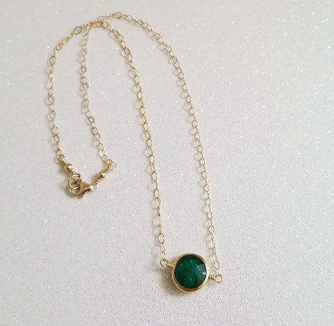 Dainty Gold Emerald Choker Necklace