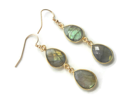 Labradorite Teardrop Earrings, Gemstone Statement Earrings