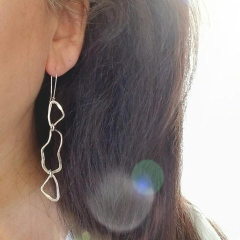 Long Free Form Design Earrings, Boho Chic