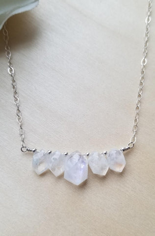 Sterling Silver Moonstone Necklace, Crystal Necklace Limited Edition