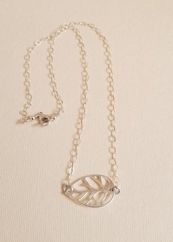 Sterling Silver Leaf Necklace, Choker Necklace