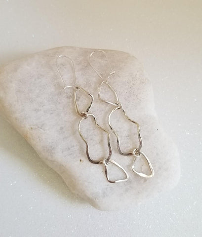 Long Free Form Design Earrings, Boho Chic