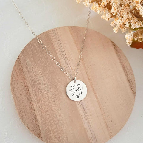 Moon Phases Charm Necklace, Moon Pendant, Boho Necklace, Gift for Her