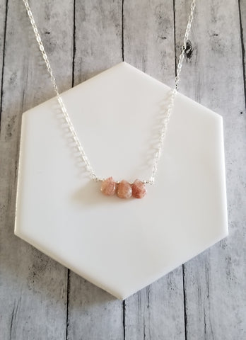 Dainty Sunstone Teardrops Necklace
