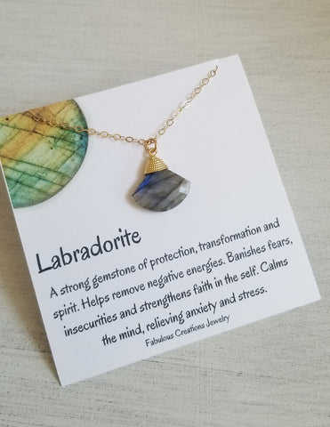 Healing Crystal Necklace, Labradorite Pendant Necklace