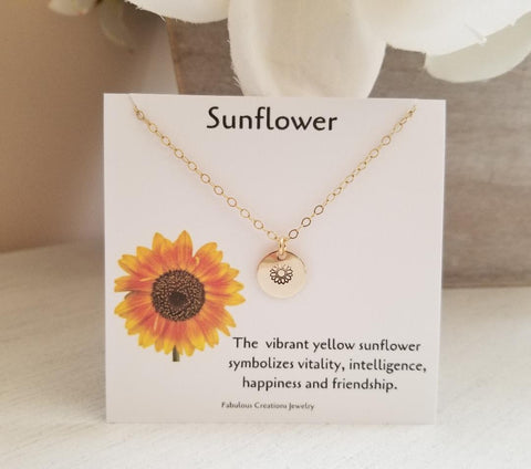 Sunflower necklace, Sunflower gifts, dainty charm necklace, Fabulous Creations Jewelry