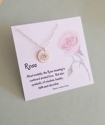 Handmade Flower Necklace, Rose Charm Necklace, Gift for Her