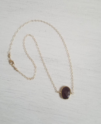 skinny gold necklace, Garnet choker necklace, gift for sister, birthstone jewelry