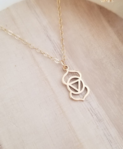 Gold Third Eye Chakra Necklace, Spiritual Chakra Jewelry