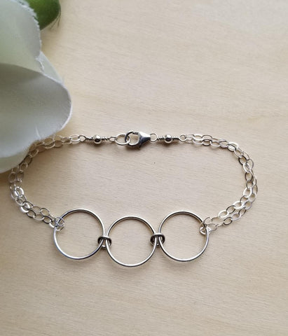 Gift for Best Friend, Sterling Silver Circle Bracelet
